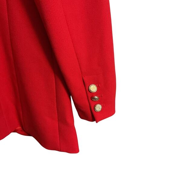 INC International Concepts Blazer Womens Size L Red Jacket Gold Double-Breasted - Picture 11 of 12